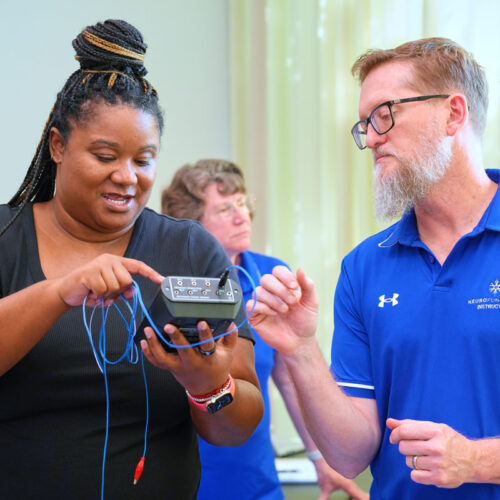 Dr. Bart Vermilya demonstrating Pantheon E-Stim usage